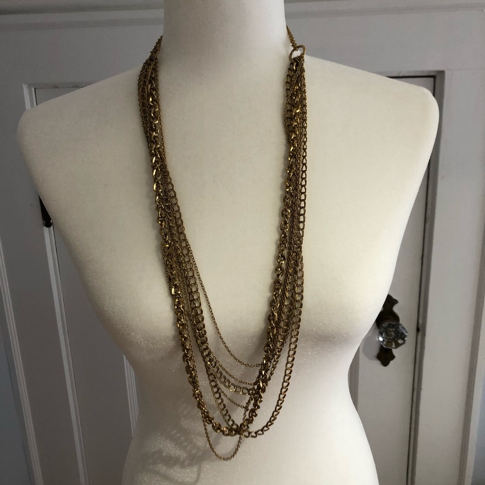Banana Republic multi-chain long gold necklace
